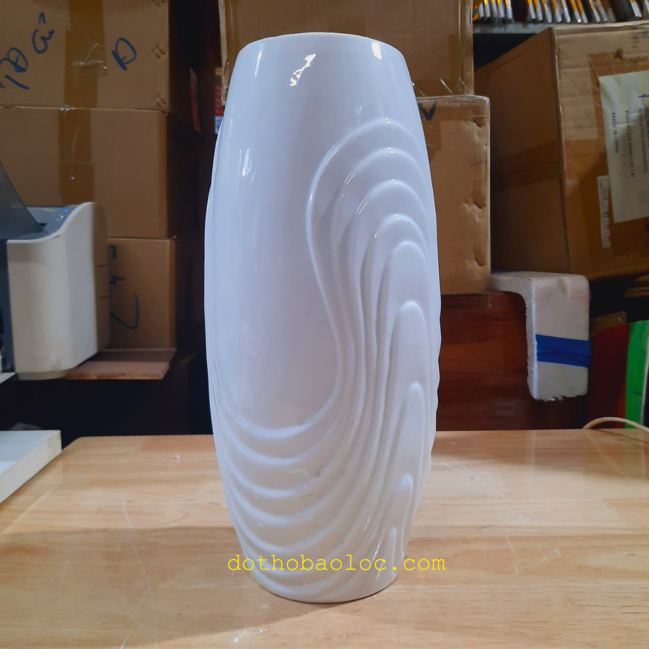 Bình cắm bông bằng sứ Bát Tràng cao 34cm