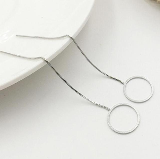 Bông tai sợi mảnh thả hình tròn