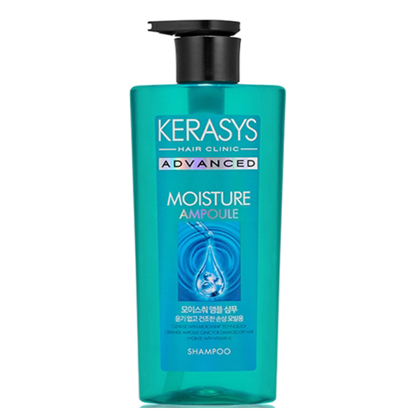 Cặp dầu gội/xả Kerasys Advanced Ampoule Moisture dưỡng ẩm cho tóc khô xơ Hàn Quốc (2x600ml) tặng kèm móc khóa