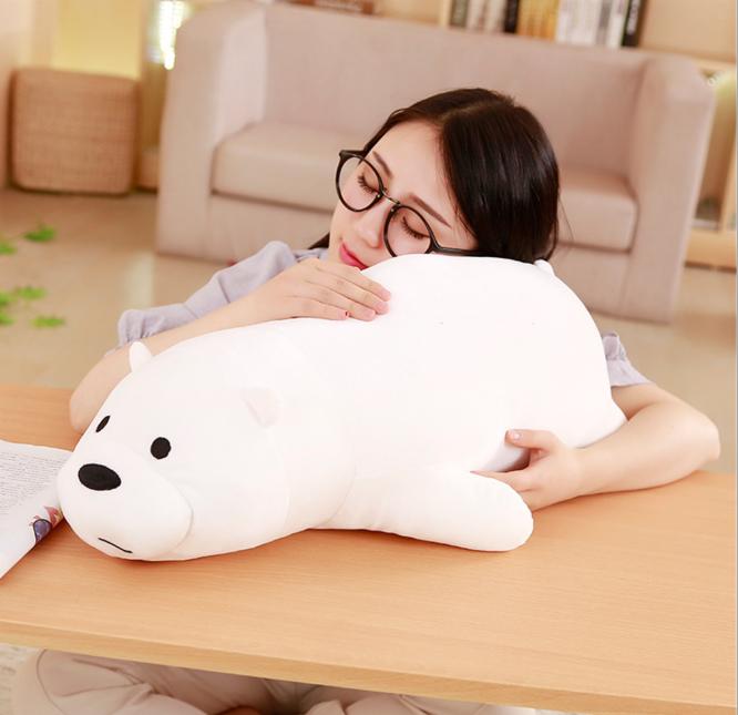 Gấu trắng we are bear nằm nhồi bông size 65cm