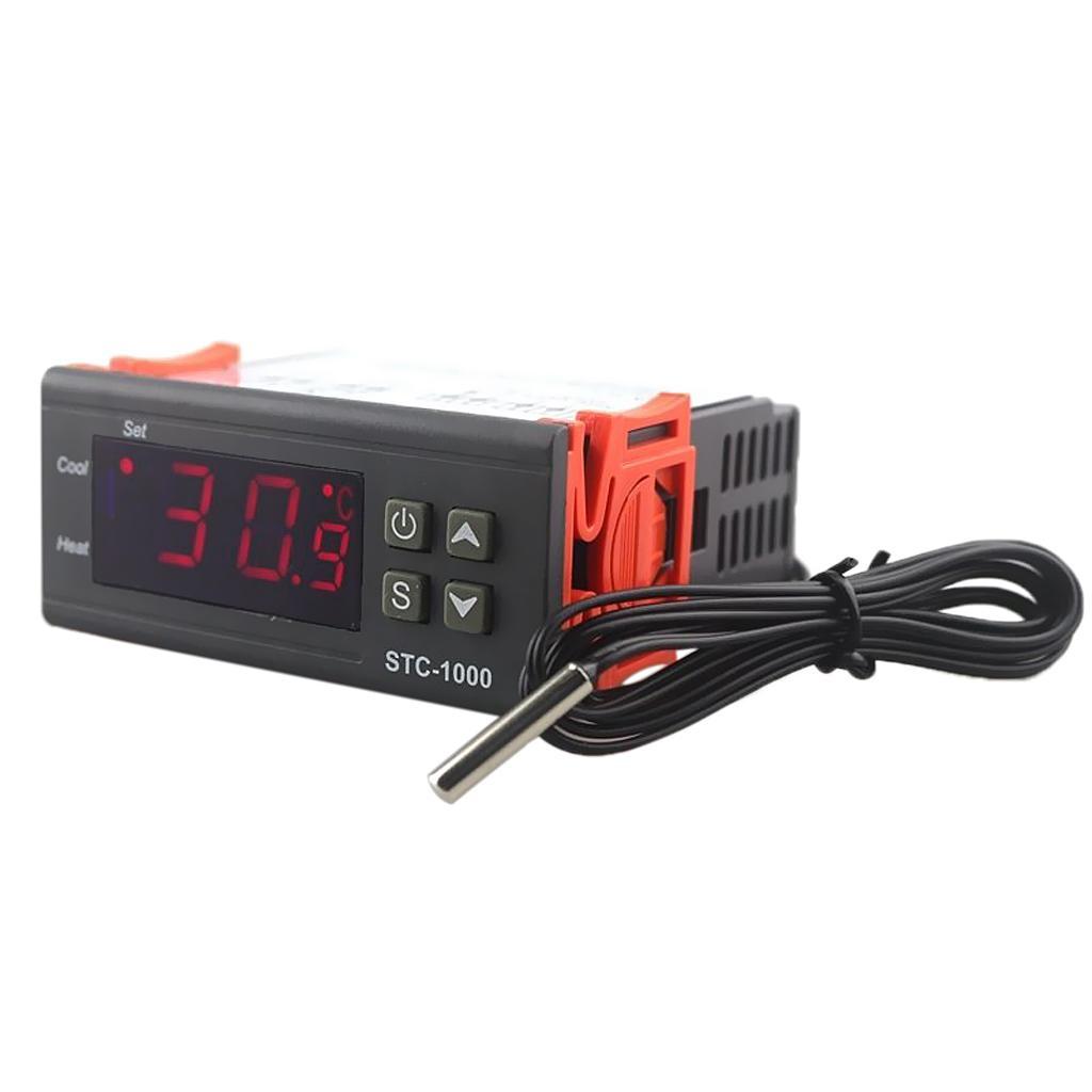2x Dual Stage Digital Temperature Controller Fahrenheit Thermostat with Sensor for 3D Printer,Freezer,Fridge,Hatching