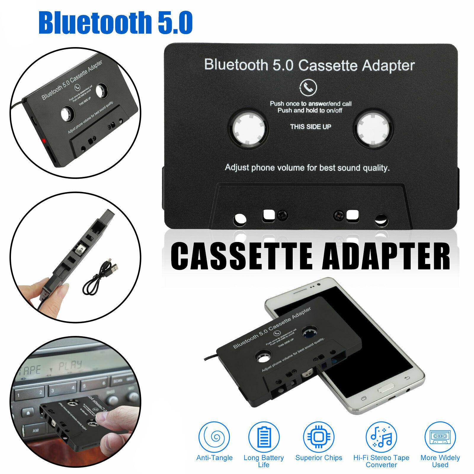 Universal Cassette to Aux Adapter with Stereo Audio with Built-in Battery