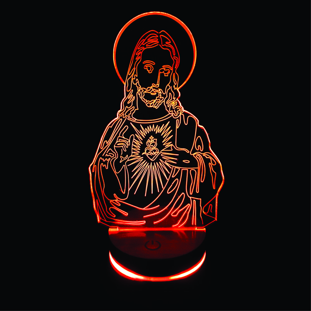 Chúa Jesu, Đèn 3D led, Đèn ngủ thay đổi 16 màu