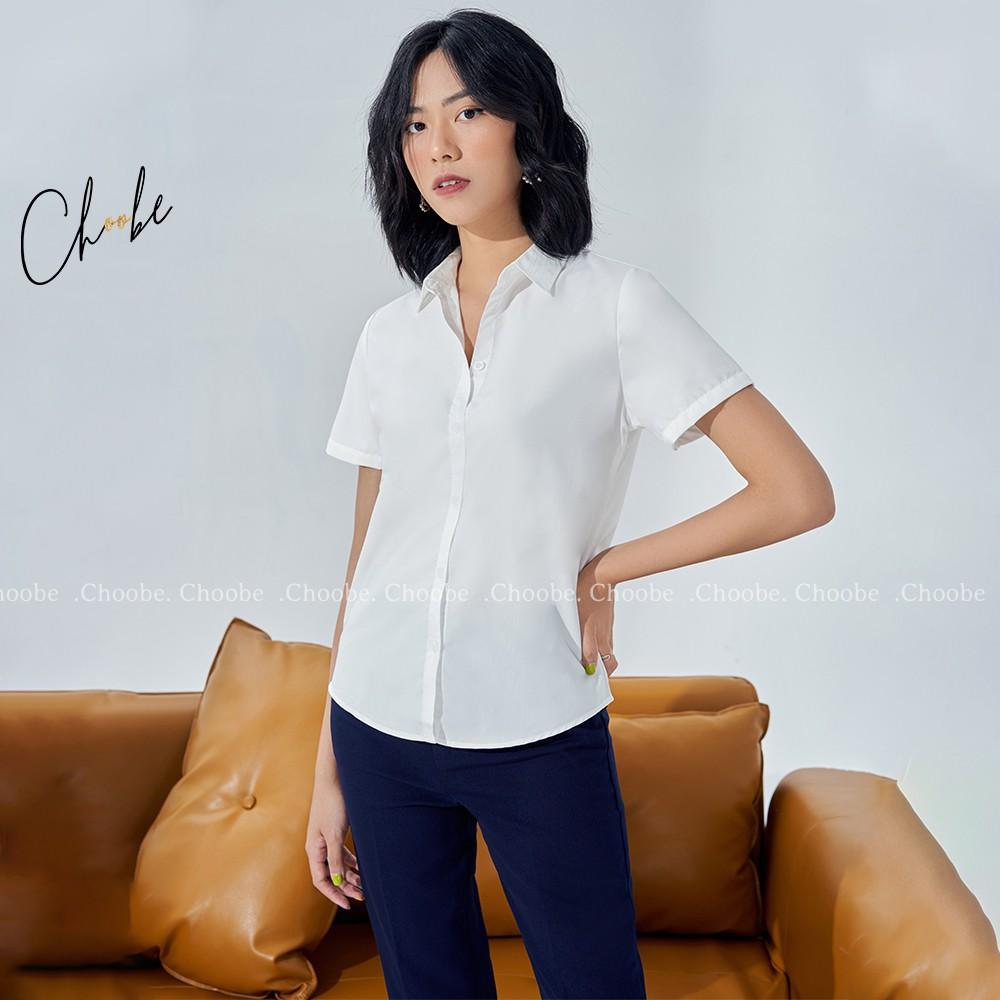Áo sơ mi ngắn tay nữ Choobe, chất vải cao cấp, áo sơ mi cộc tay công sở, dáng suông, form chuẩn, mặc tôn dáng A02