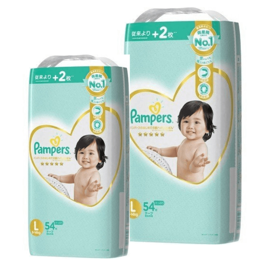 [Combo 2] Bỉm - Tã dán Pampers Premium New size L 54 miếng (Cho bé 9~14kg)