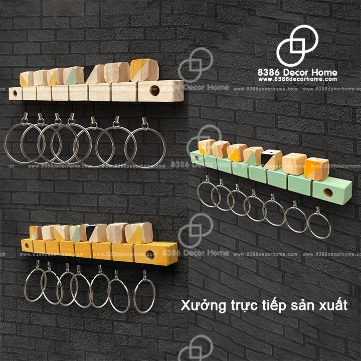 Giá treo chìa khóa treo tường bằng gỗ thông trang trí tối giản
