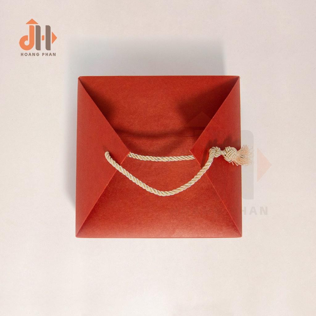 Hộp Quà Giấy Cói Origami Có Dây Thắt Tua Rua