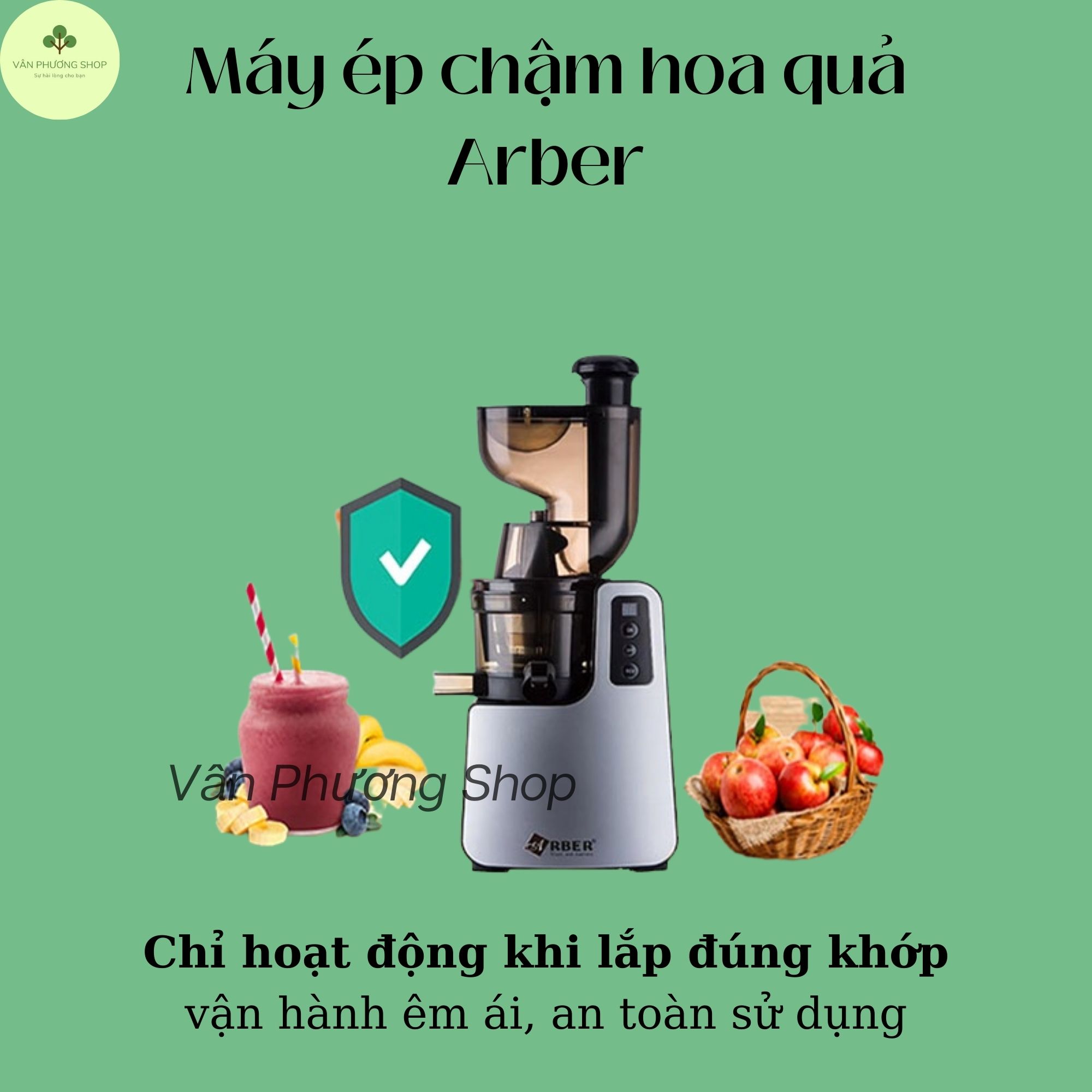 Máy ép chậm trái cây Arber MEC 3068MX Vân Phương Shop công suất lớn, giữ nguyên dưỡng chất, ép kiệt nước - Hàng chính hãng