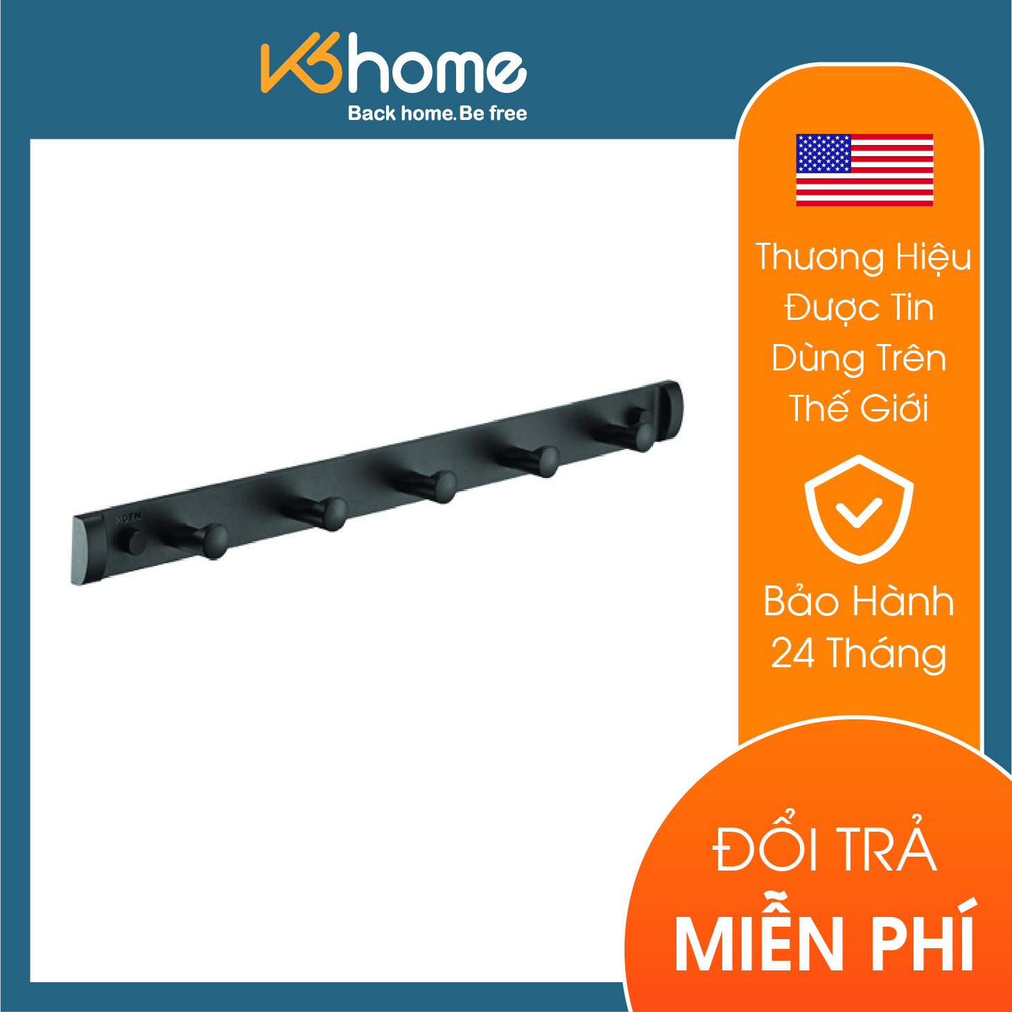 Thanh móc áo phòng tắm 5 móc dòng Cologne Moen - ACC2709BLK