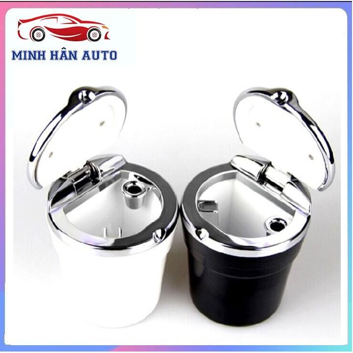Cốc gạt tàn thuốc cao cấp mạ viền có đèn led xe hơi ô tô, sang trọng