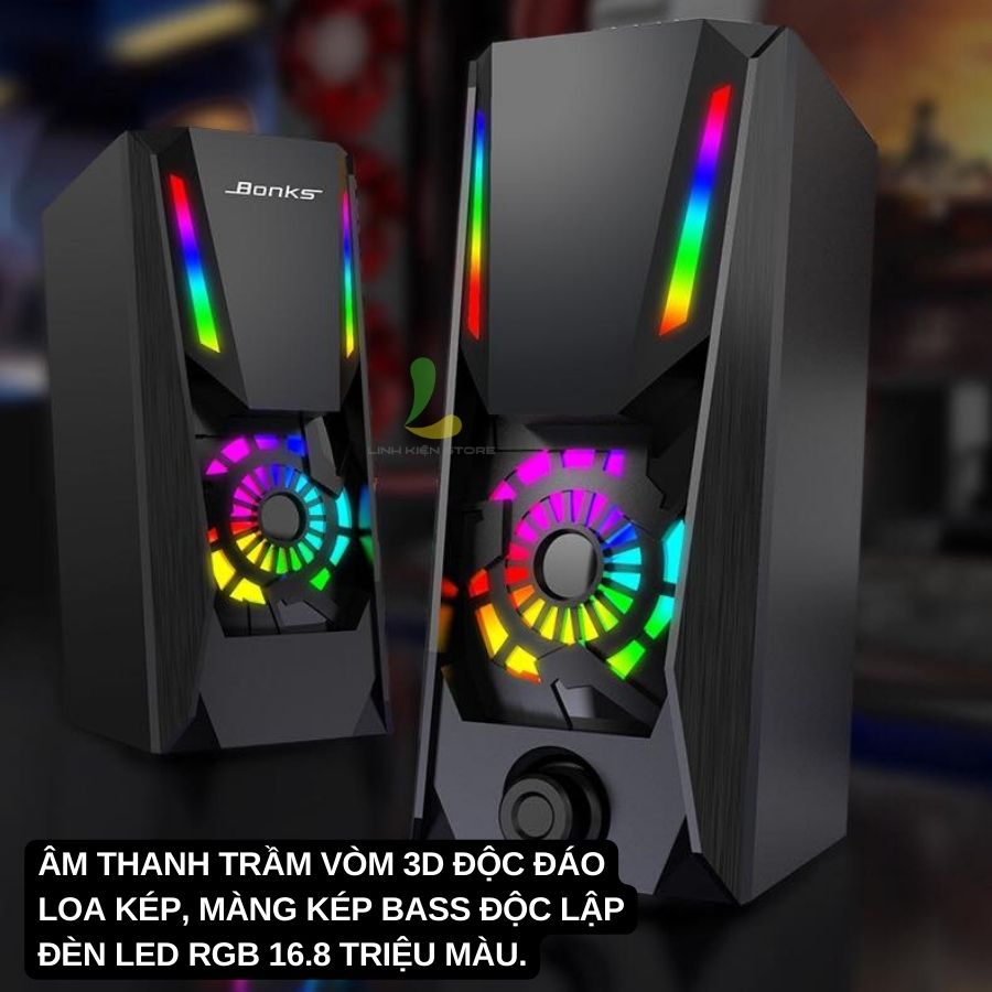 Loa vi tính K3 - Loa máy tính mini để bàn kết nối có dây, tích hợp đèn LED RGB 16.8 triệu màu tương thích nhiều thiết bị
