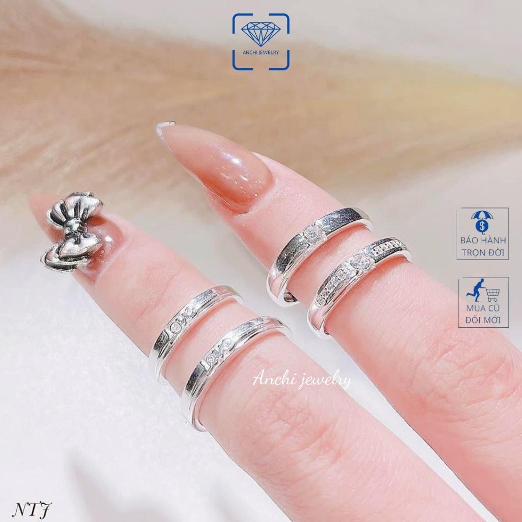 Nhẫn đôi nam nữ khắc trái tim bạc thật đẹp rẻ, Anchi jewelry, quà 8 3