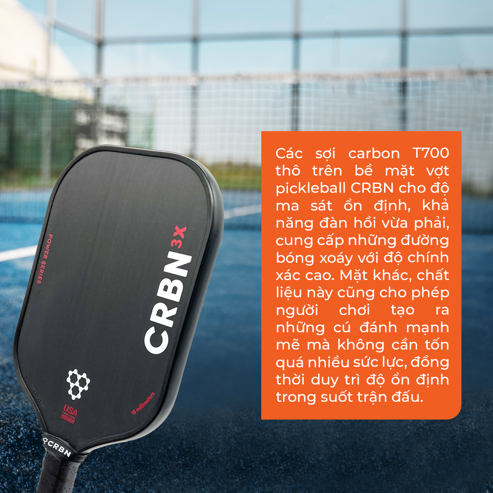 Vợt Pickleball CRBN 3X Series 16mm Cao Cấp - Lõi Carbon Siêu Nhẹ, Đập Mạnh, Kiểm Soát Cực Chuẩn
