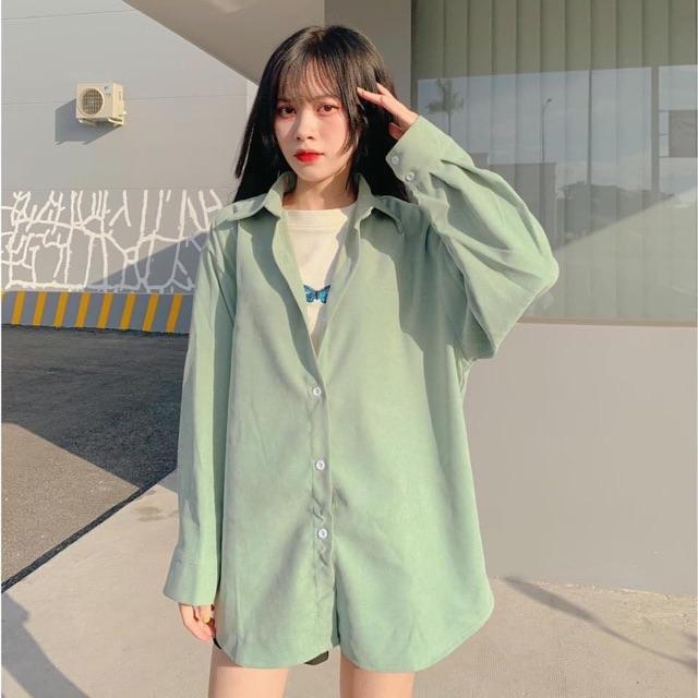 Áo sơ mi form rộng oversize tay dài vải kate nhiều màu sắc phù hợp <=75kg CRA007
