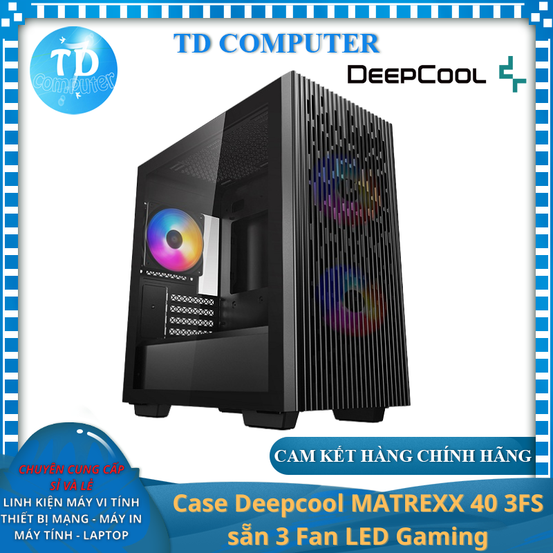 Vỏ máy tính Case Deepcool Matrexx 40 3FS sẵn 3 Fan LED Gaming Kính cường lực (Mini-ITX/ Micro-ATX) - Hàng chính hãng Viễn Sơn phân phối