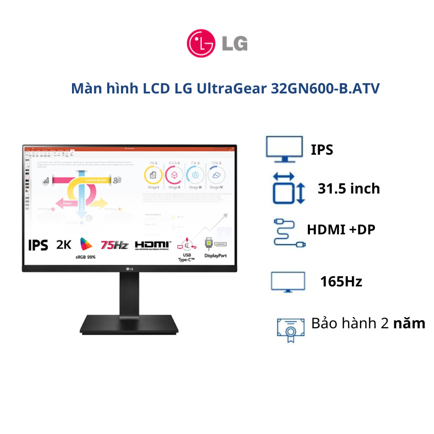 Màn hình LCD LG 31.5 inch UltraGear 32GN600-B.ATV - BH chính hãng 24 tháng/Hàng chính hãng