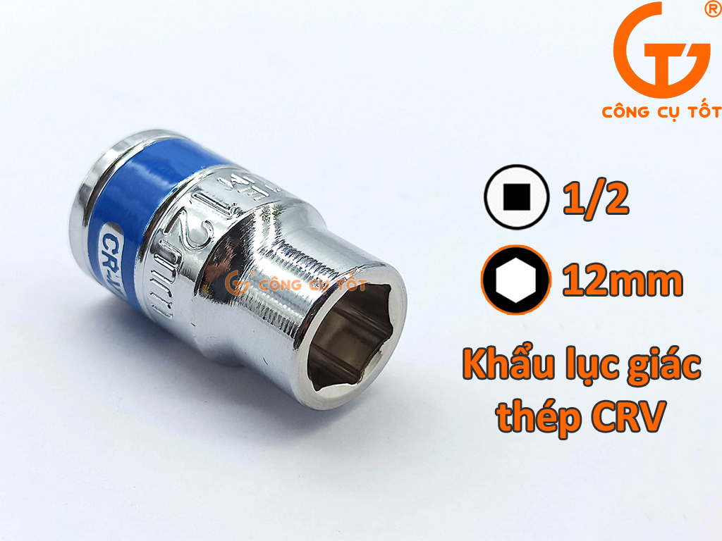 Khẩu lục giác 1/2 x 12mm thép CrV băng xanh