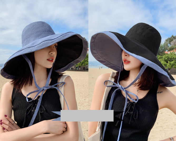 Mũ nữ chống nắng rộng vành đội 2 mặt thời trang, nón chống nắng chống tia cực tím cao cấp