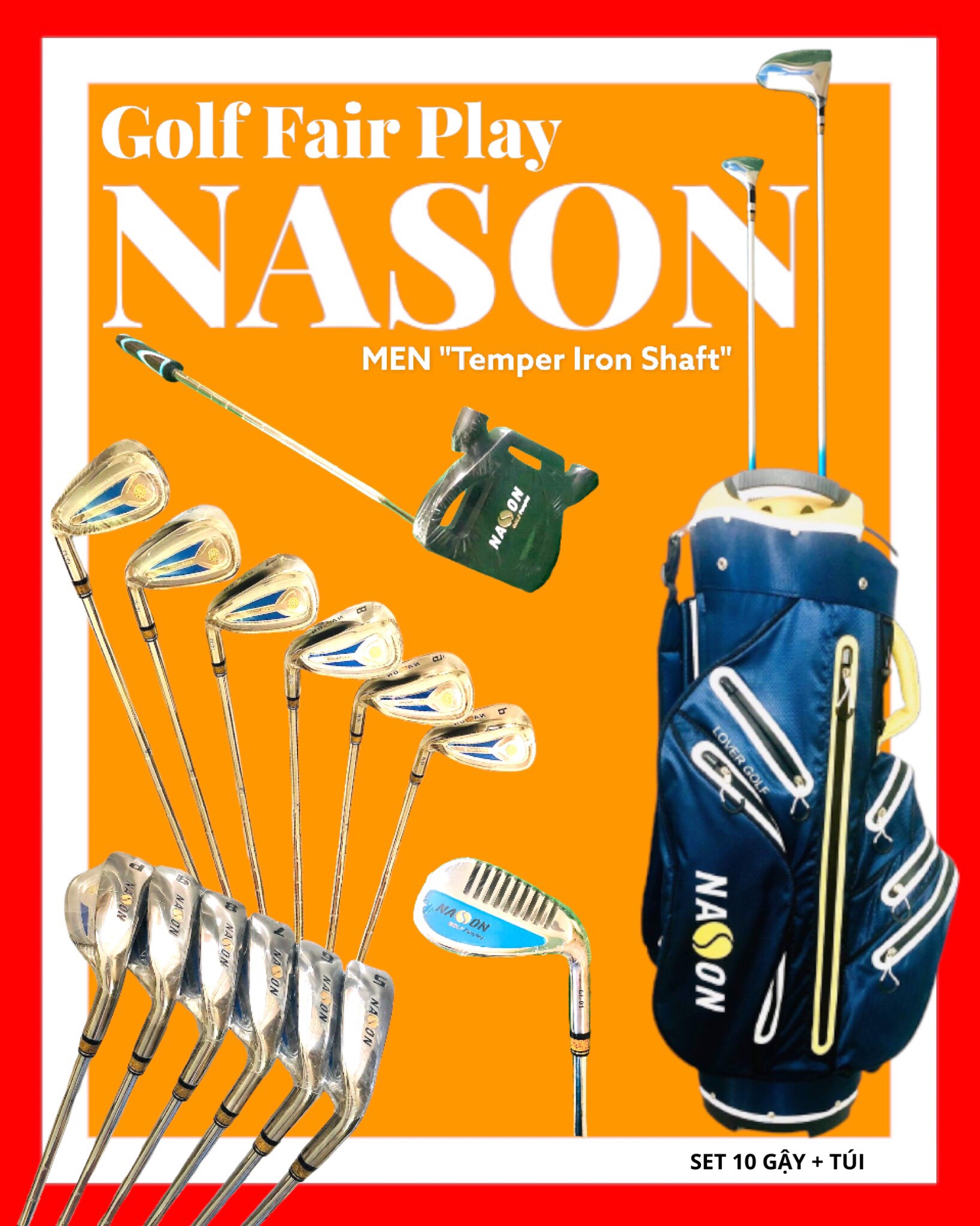 BỘ GẬY GOLF NAM FAIRPLAY GF-01 2022  (10 gậy + túi golf) | Nason