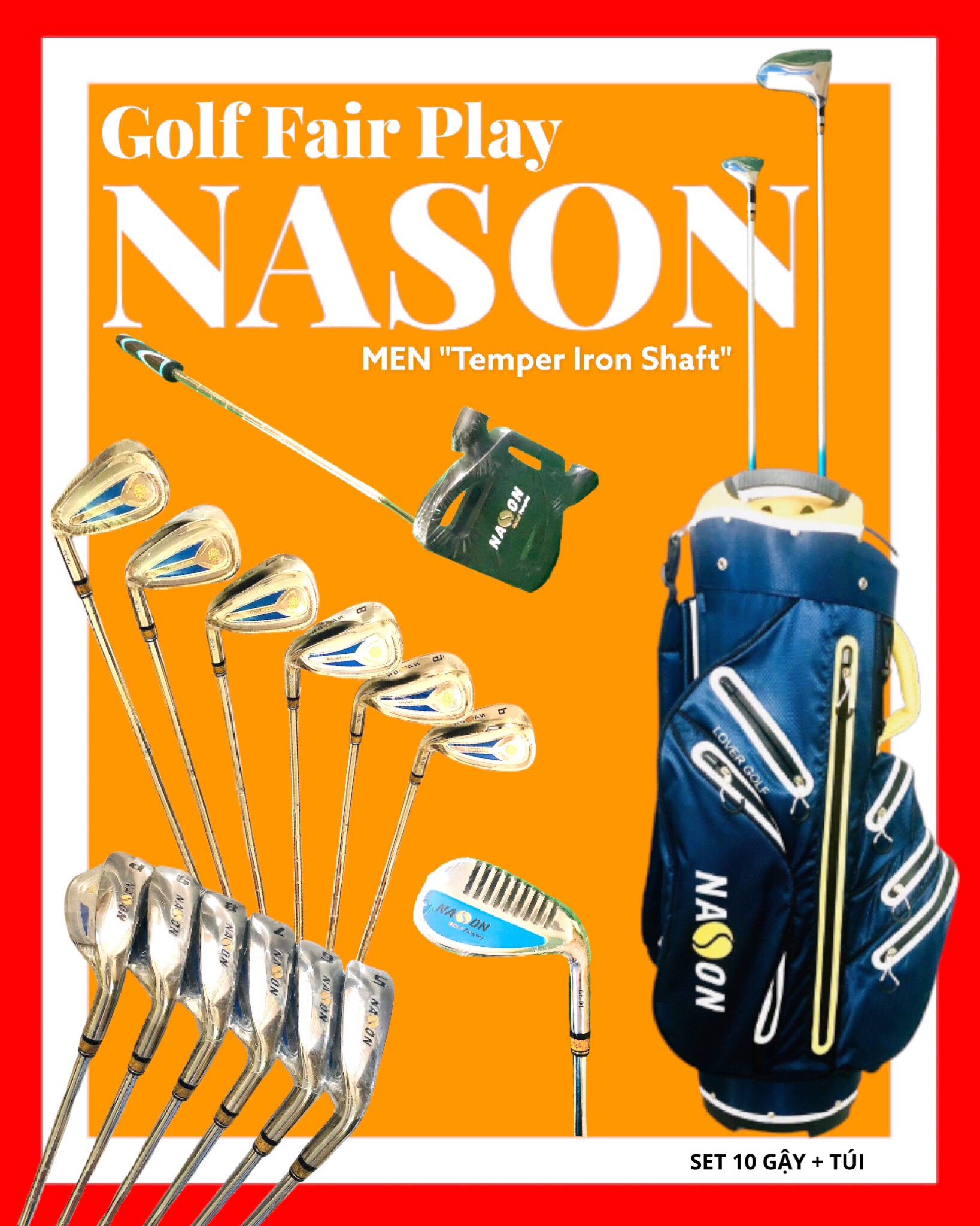 BỘ GẬY GOLF NAM FAIRPLAY GF-01 2022  (10 gậy + túi golf) | Nason 