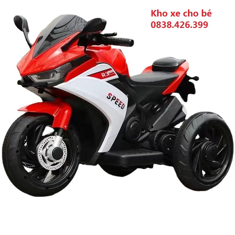 Xe máy điện trẻ em r3-618 với 1 động cơ ghế rộng 3 bánh to hệ thống đèn nhạc cho bé thoải mái chơi đùa