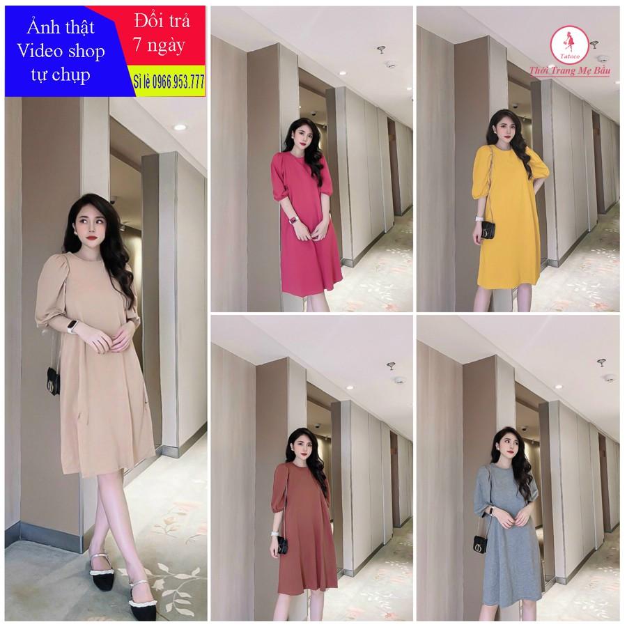 Váy Bầu Suông tay bồng size : 45 -75KG  ảnh thật
