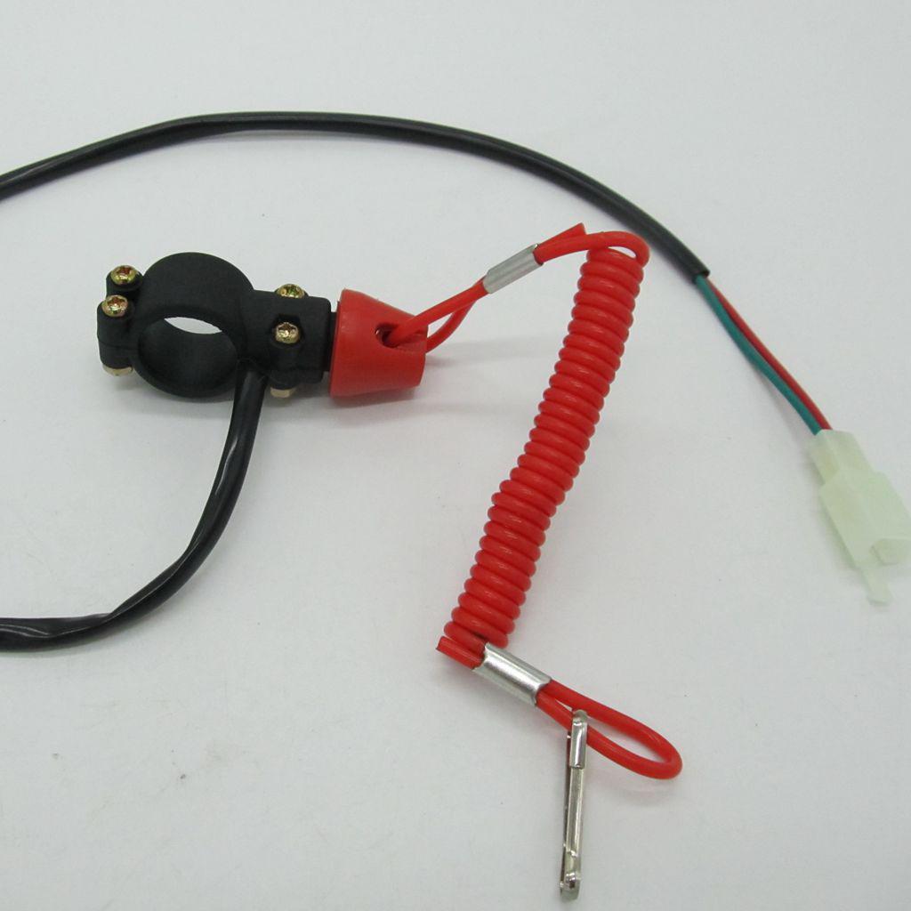 Motorcycle ATV Outboard Engine Kill Stop Switch W/ Tether Cord Lanyard