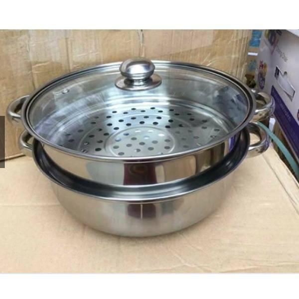 Bộ xửng hấp inox 28cm - nồi hấp đa năng 2 tầng cao cấp nắp kính