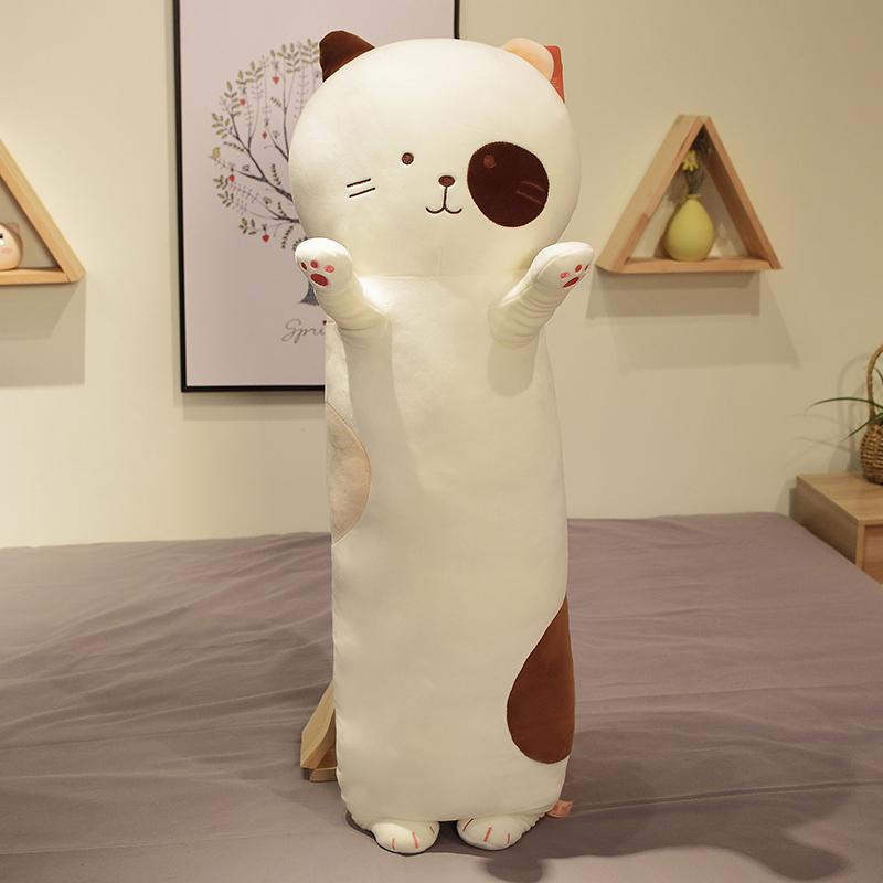 Mới Kawaii Mạ Cát Nhồi Bông Gối Đệm Mềm Mèo Sang Trọng Búp Bê Sofa Động Vật Dài Gối Trẻ Em Đồ Chơi Quà Tặng Giáng Sinh Cho bé Gái