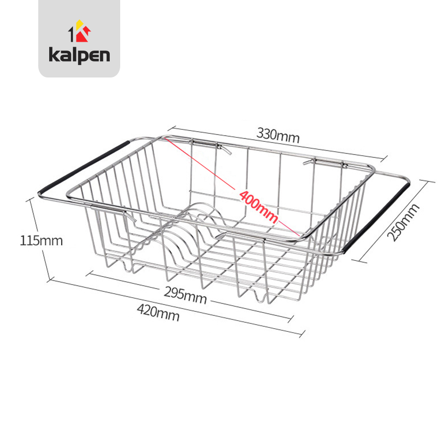 RỔ GÁC BỒN RỬA CHÉN INOX 304 Có Thể Co Rút Điều Chỉnh Độ Dài Thông Minh Kalpen, KBRK33