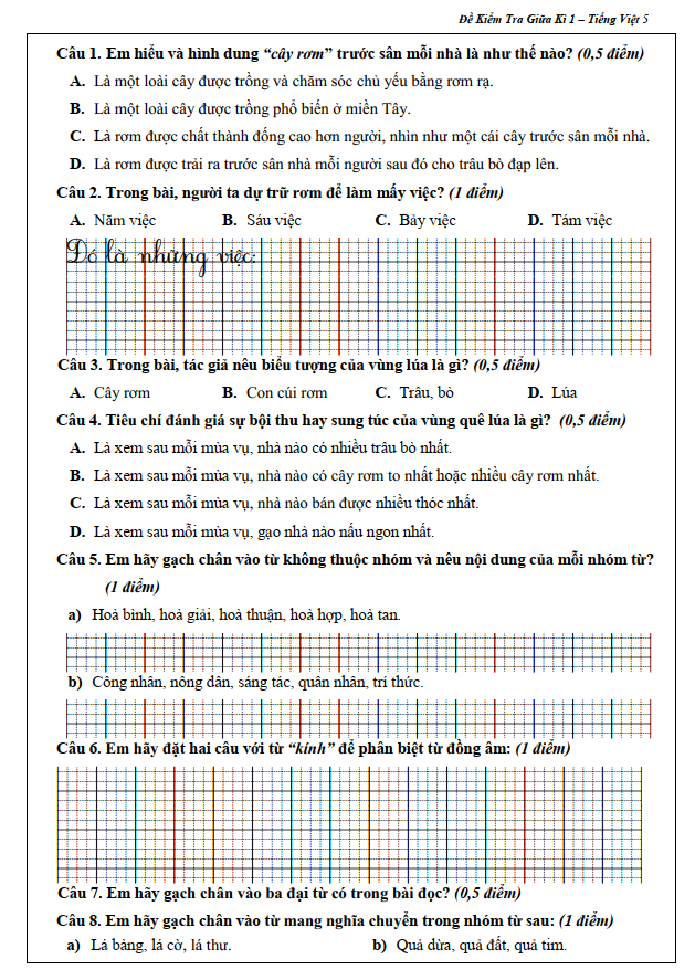 Trọn Bộ Bài Tập Tuần, Đề Kiểm Tra Toán và Tiếng Việt Lớp 5 - Cả năm học (8 quyển)