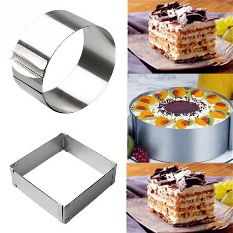 Khuôn Cắt Bánh Hình Tròn / Vuông Bằng Thép Không Gỉ Điều Chỉnh Được