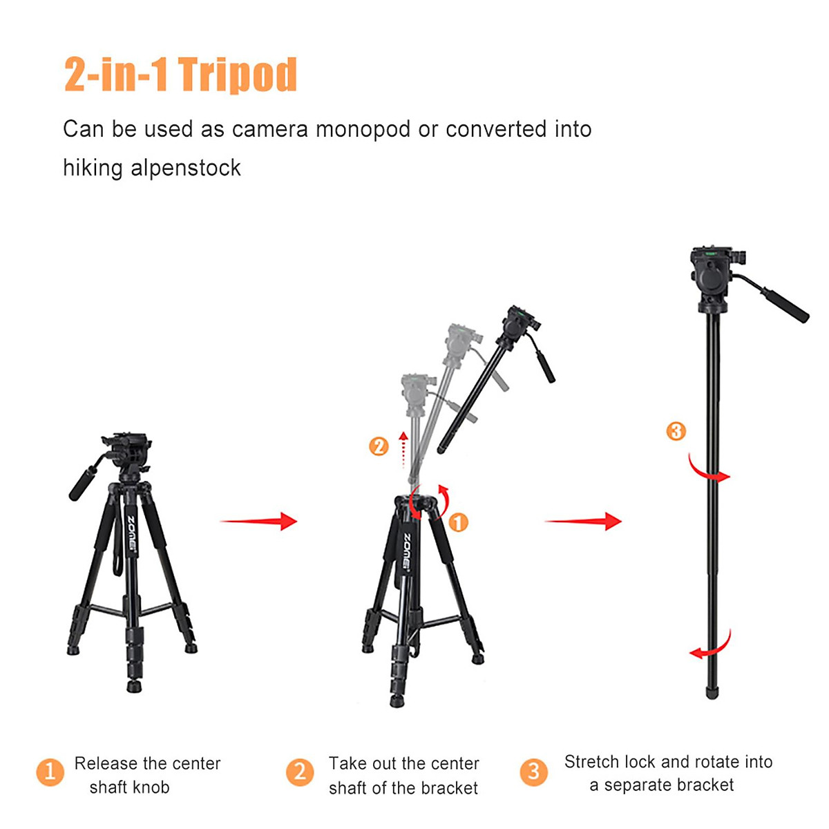 ZOMEI Q310 Tripod Hợp Kim Nhôm Chân Máy Ảnh Máy Quay Phim Chuyên Nghiệp Chống Rung Kéo Dài 170cm Tối Đa Tải Trọng 10Kg