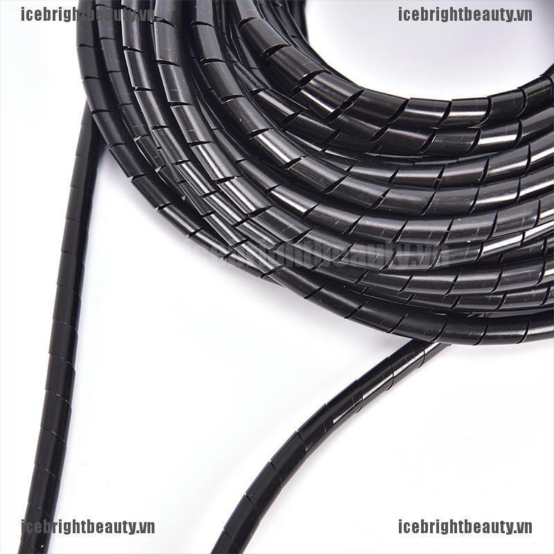 ICE 6mm Outside Dia 17M PE Polyethylene Spiral Cable Wire Wrap Tube Black
