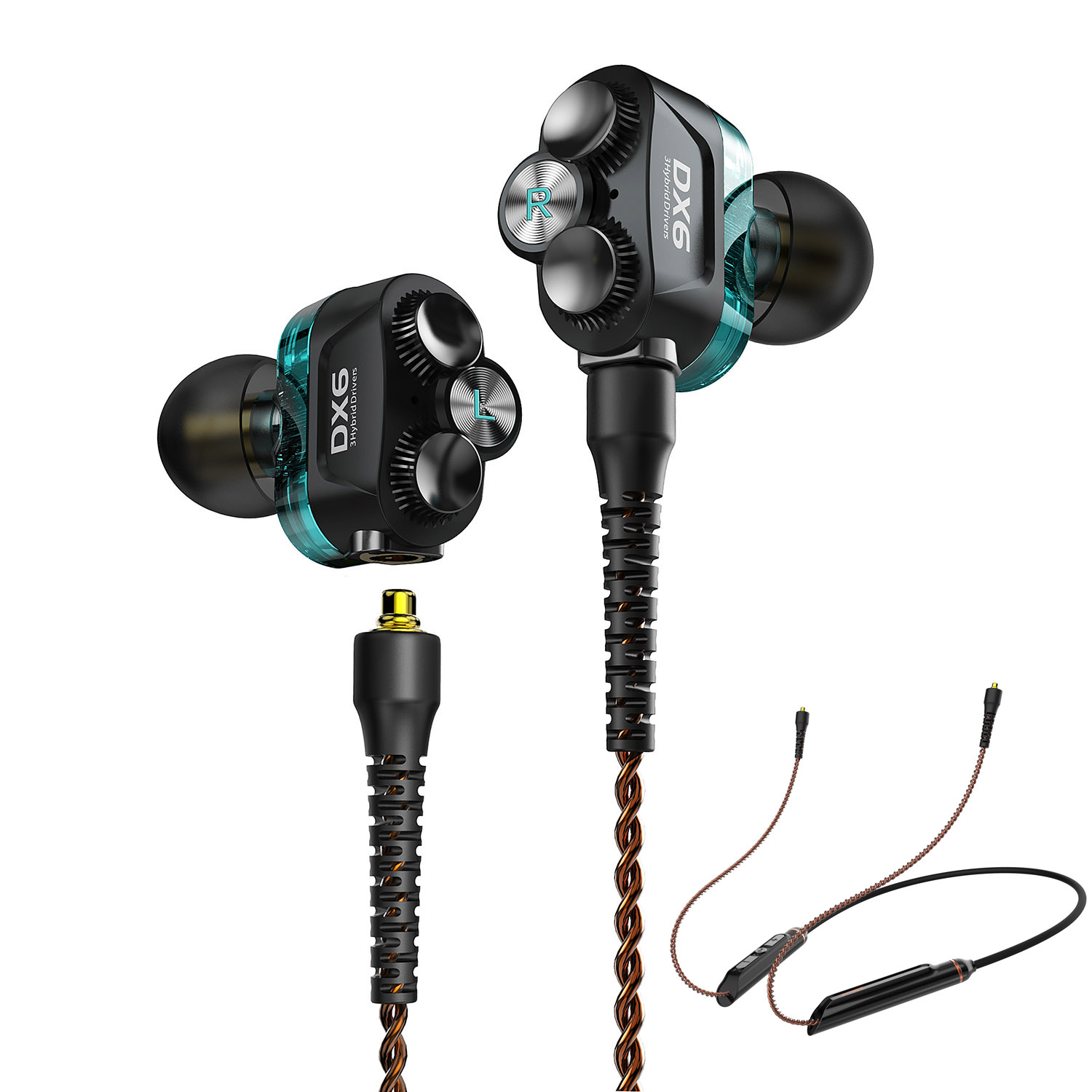 Tai nghe chơi game cao cấp Plextone DX6 có Mic âm thanh Hybrid 3 Driver Earphone Head dây tín hiệu chống kéo, chống uốn có Module Bluetooth hoặc Type C hoặc Jack 3.5mm gắn Socket MMCX. – Hàng Chính Hãng.