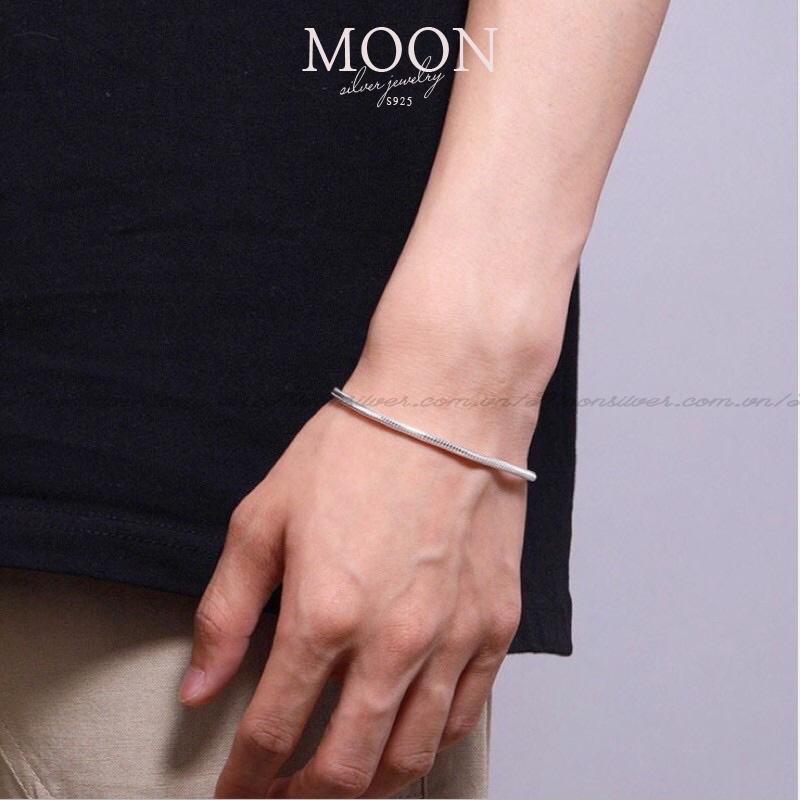 Vòng tay bạc đôi Moonsilver sợi dây lỳ đơn giản