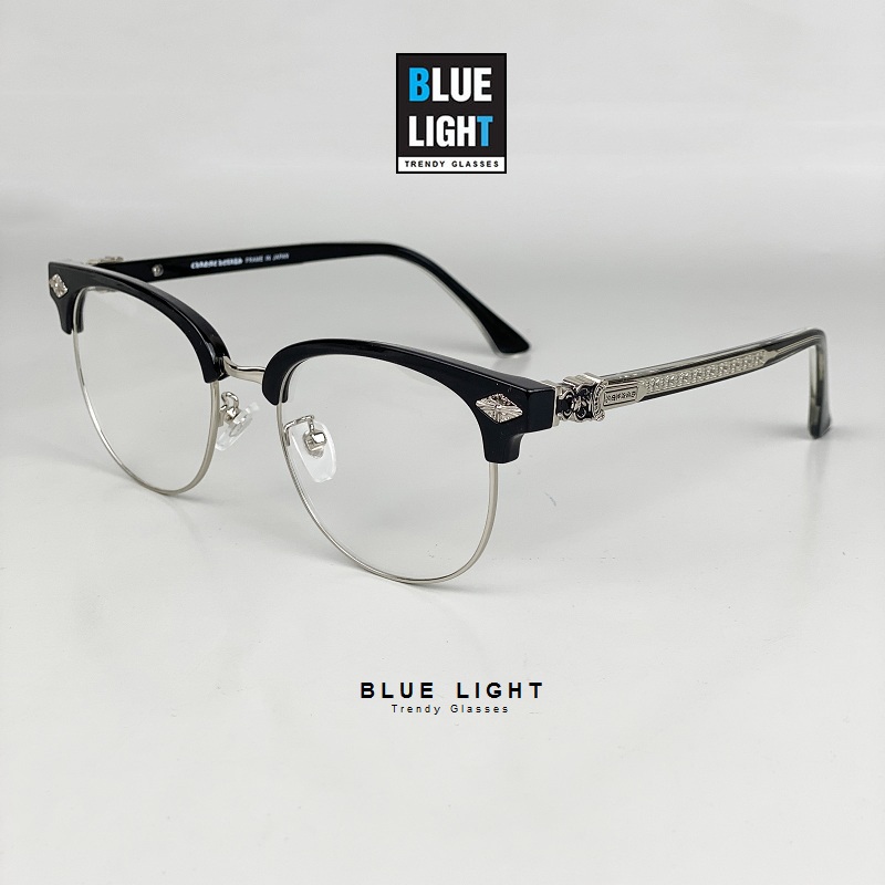 Kính Giả Cận, Gọng Kính Cận Chrome Heart Cao Cấp Dáng Tròn Chống Ánh Sáng Xanh - BLUE LIGHT