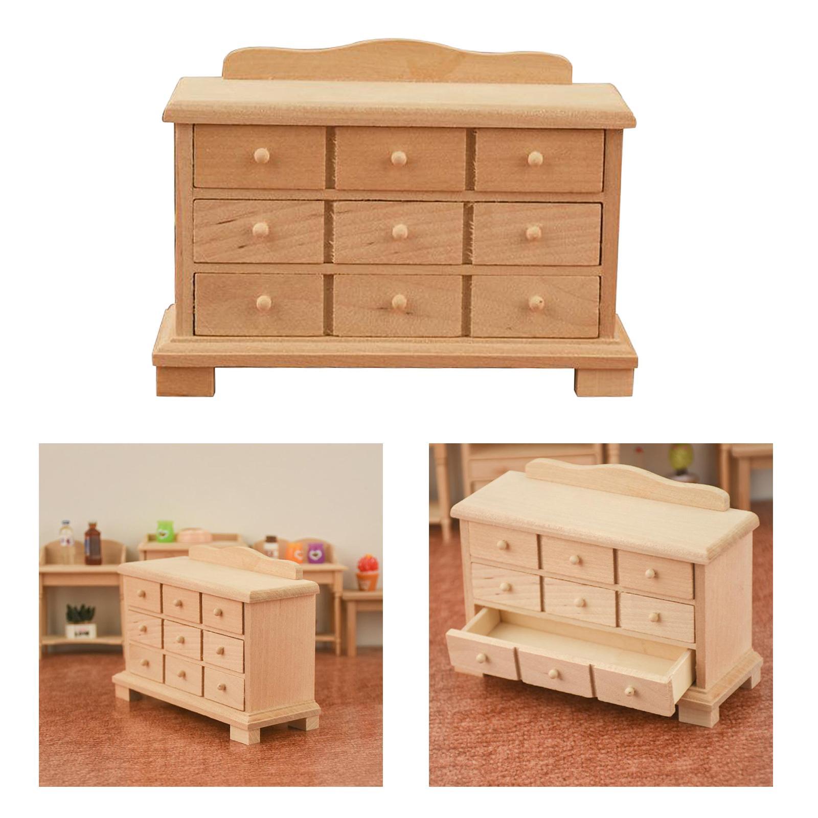 1/12 Doll House Wood Cabinet Model Baby Doll Living Room Scenery Ornaments