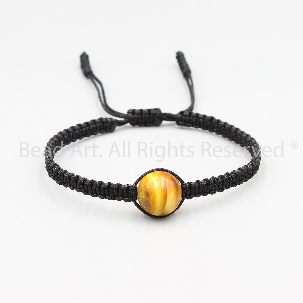 Vòng Tay Thắt Dây Thủ Công Phối Đá Mắt Hổ Vàng Tự Nhiên 10MM, Hợp Mệnh Thổ, Kim, Vòng Tay Phong Thuỷ, Chuỗi Hạt - Bead Art