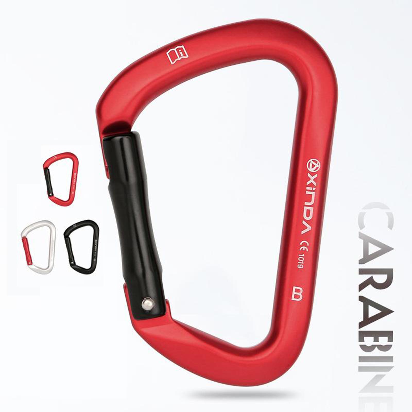 25KN Climbing Carabiner 3" Aluminum Rappelling Mountaineering Keychain Auto Locking Karabiner Camping Lock Clasp D-Ring Equipment Accessories