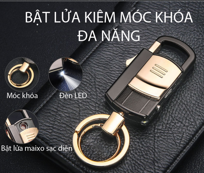 Móc Chìa Khóa Ô tô Xe Máy  BCK2-686 Có Móc Đỉa Quần Kiêm Đèn Pin Tiện Lợi Đẹp Độc Lạ ( giao màu ngẫu nhiên )