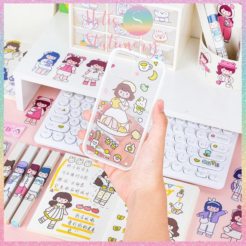 Gói 20 Sticker cô gái cute PVC trong suốt trang trí sổ