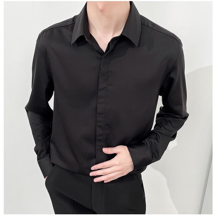 Áo sơ mi công sở nam giấu nút vải cotton dày mềm mượt co giãn nhẹ mặc rất mát sơ mi Unisex mã 26