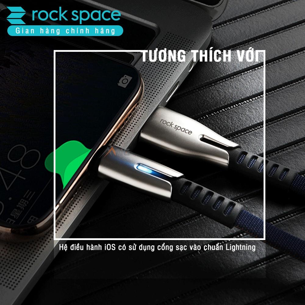 Dây Sạc Rockspace M2 dành cho Iphone , sạc nhanh có đèn LED dây dù chống rối - Hàng chính hãng