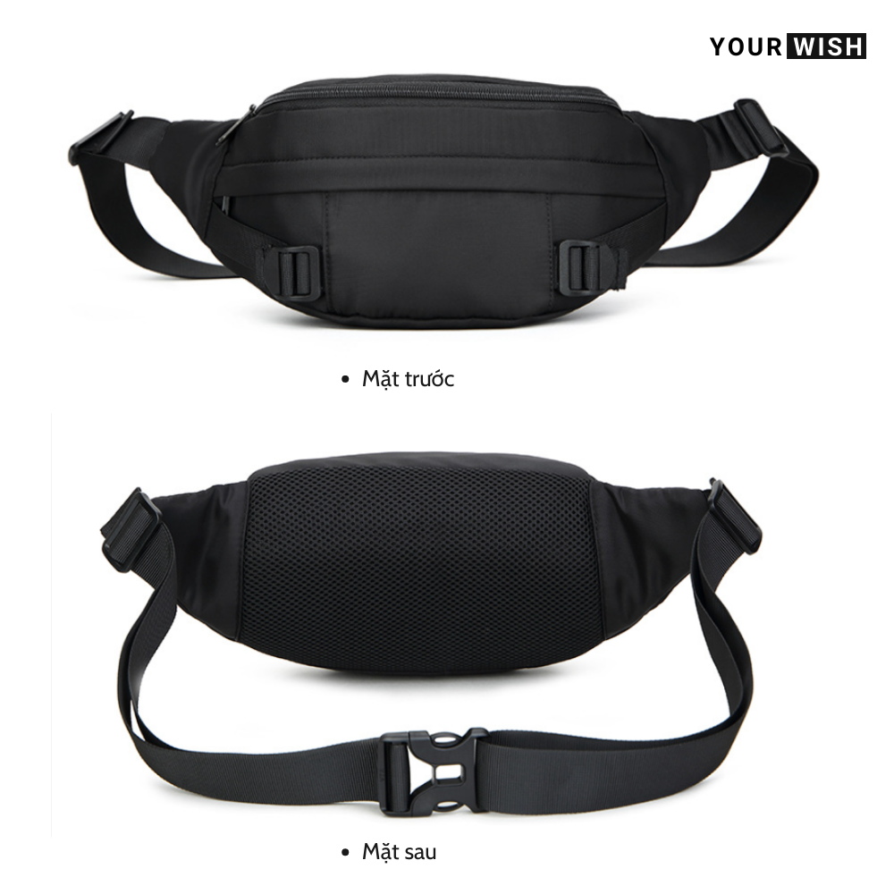 Túi Đeo Chéo Bao Tử Đeo Ngực Bụng Nam Loại Lớn Thời Trang Cao Cấp Chống Nước Kabek TD324 Phong Cách Basic Màu Đen Chống Nhăn Xù Đựng Nhiều Đồ