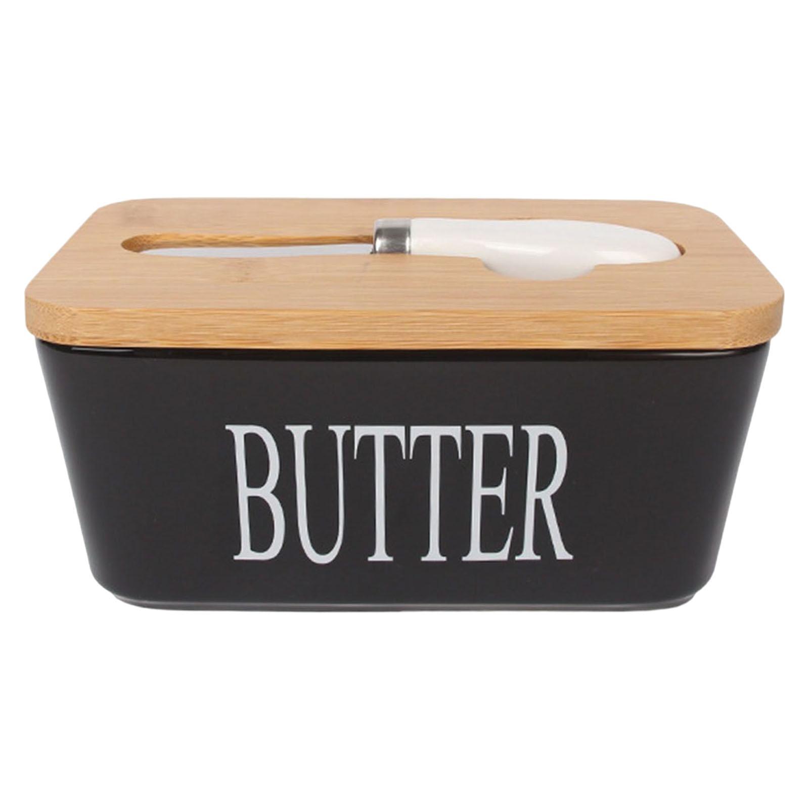 Ceramic Butter Keeper Preservation Case Fridge Organizer for Dining Kitchen red