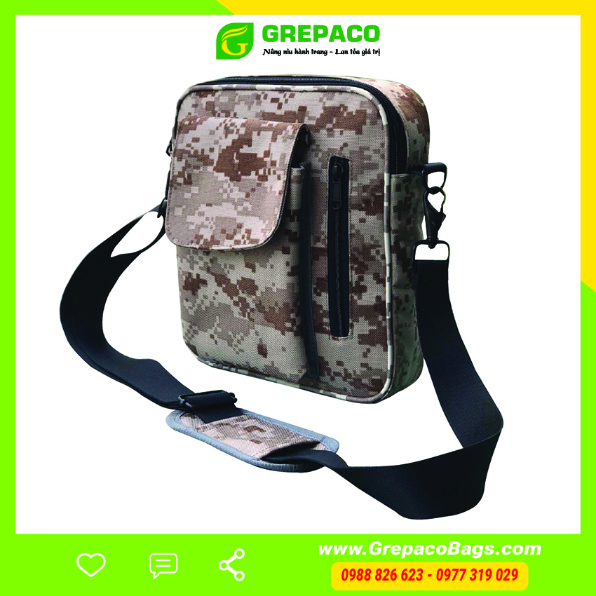 Túi Đeo Chéo Nam Thời Trang Vải Bố Canvas Cao Cấp Dạng Hộp Chống Thấm Nước, Du Lịch, Đi Học, Đi Chơi - Màu Nâu Đậm