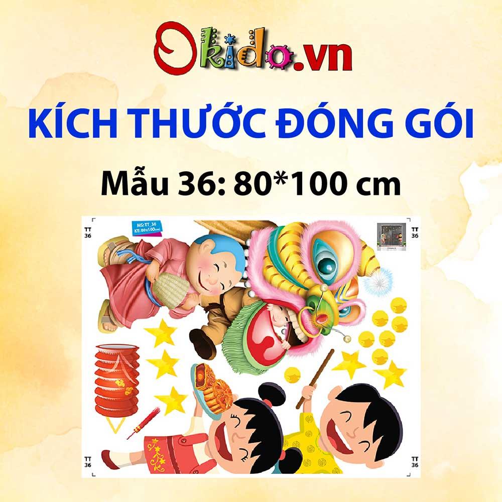 DECAL TRANG TRÍ TẾT TRUNG THU 2021 BÉ VUI CHƠI CÙNG LÂN ĐÓN CHỊ HẰNG