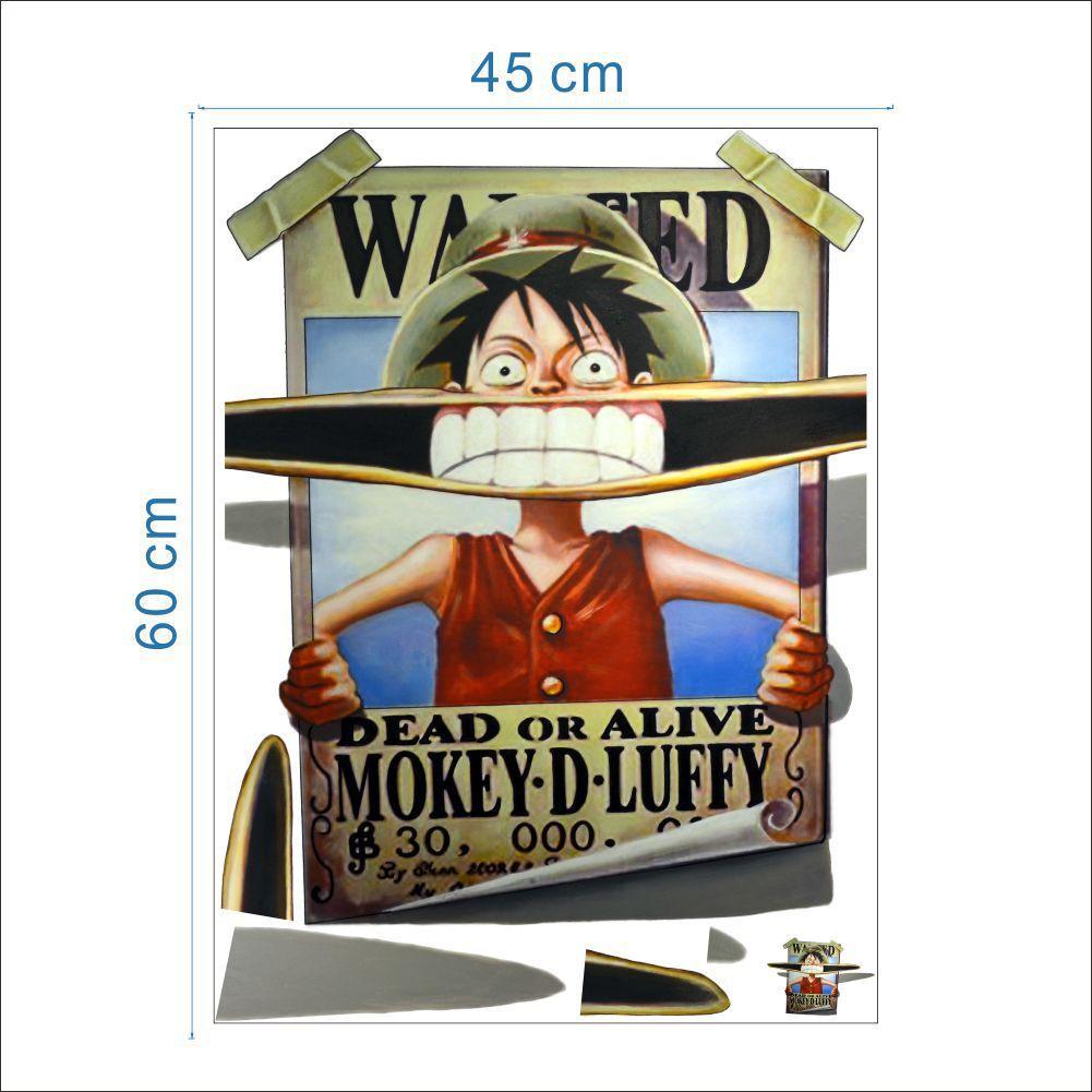 Decal hoạt hình poster One Piece - decal Luffy Wanted