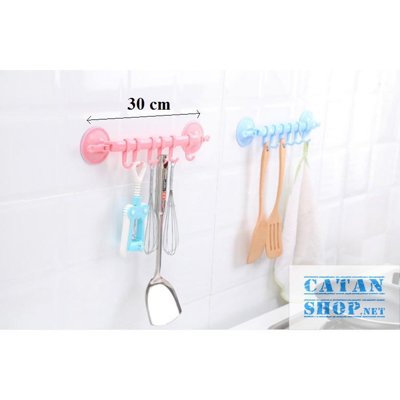 Thanh móc treo đồ nút hít tường,tủ quần áo, nhà bếp, có 6 móc chịu lực tiết kiệm diện tích